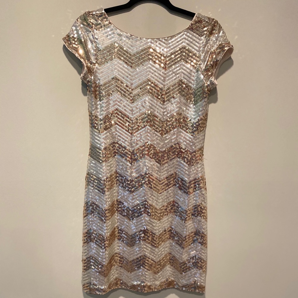 Mixed Metallic Sequin Party Dress